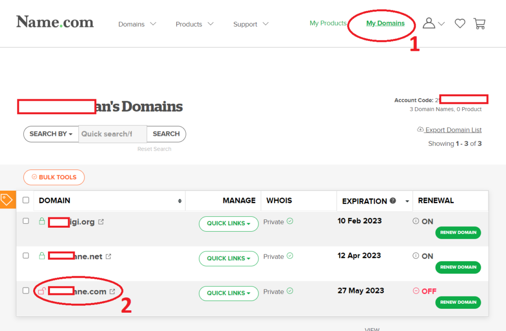 name.com domain name server